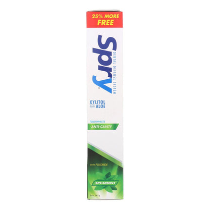 Spry Natural Xylitol Toothpaste 5oz for Adults & Kids – Gentle Whitening & Remineralizing, Spearmint (Pack of 1)
