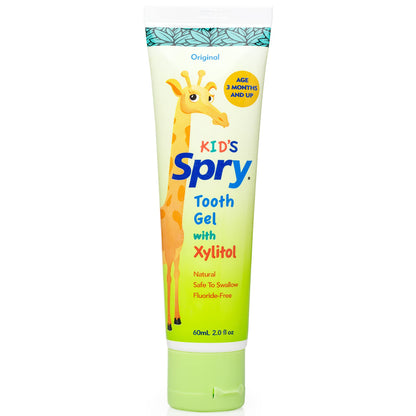 Spry Natural Xylitol Toothpaste Gel for Babies, Toddlers & Kids (3+ Months) – Fluoride-Free, 2 oz