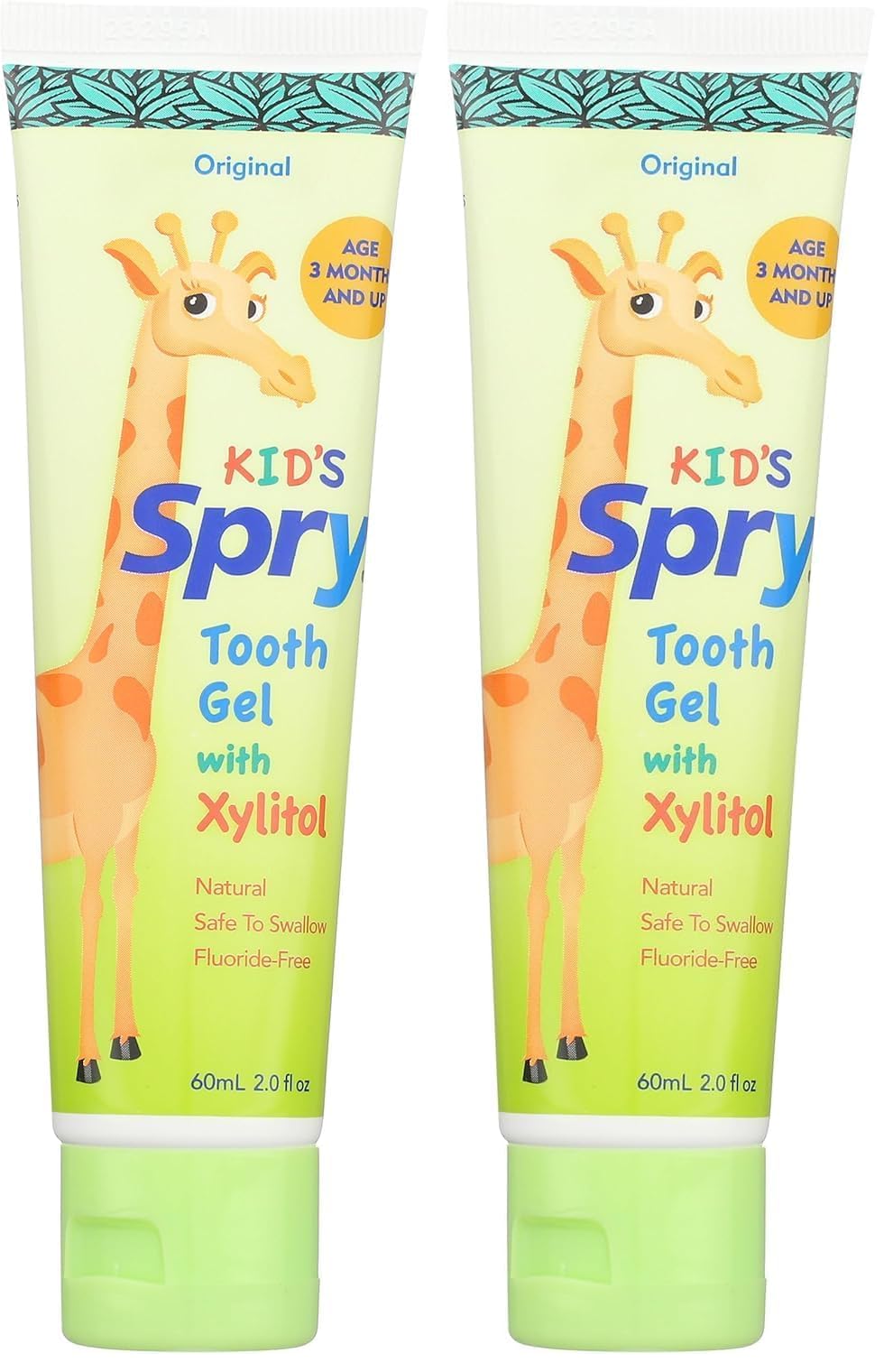 Spry Natural Xylitol Toothpaste for Babies & Kids - Fluoride Free, 2 oz Pack