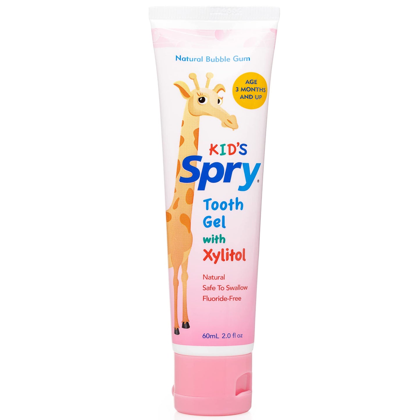 Spry Natural Xylitol Toothpaste for Baby, Toddler & Kids – Fluoride Free Bubble Gum, 2 Fl Oz