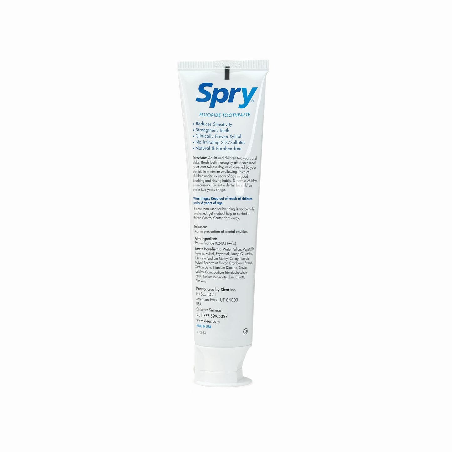 Spry Natural Xylitol Toothpaste 5oz – Pack of 1 | Adults & Kids, Fluoride, Whitening & Remineralizing, Spearmint