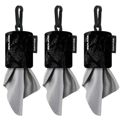 Spudz Classic Microfiber Lens Cleaner – Clip-On Pouch, 6x6 in (3-Pack) | Stealth Shadow