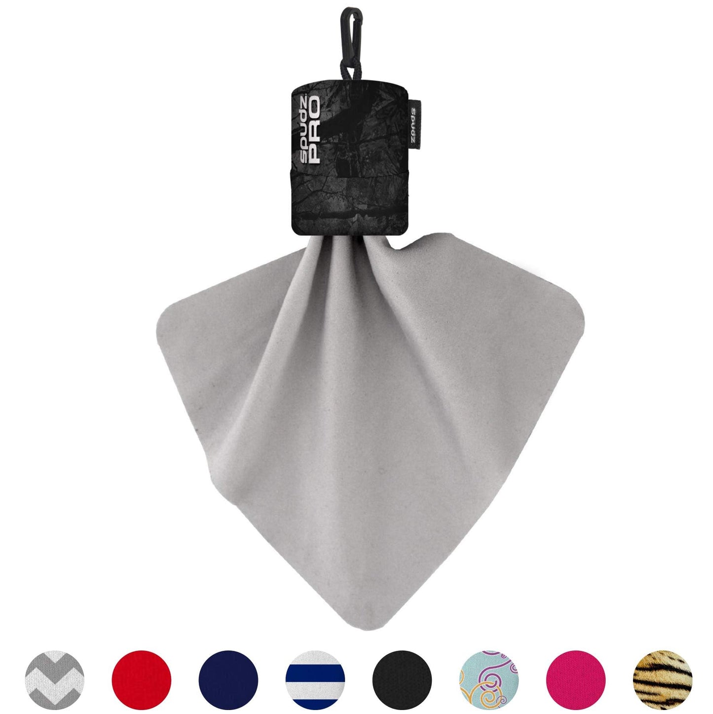Spudz Classic Microfiber Lens Cleaner – Clip-On Pouch, 6x6 in (3-Pack) | Stealth Shadow