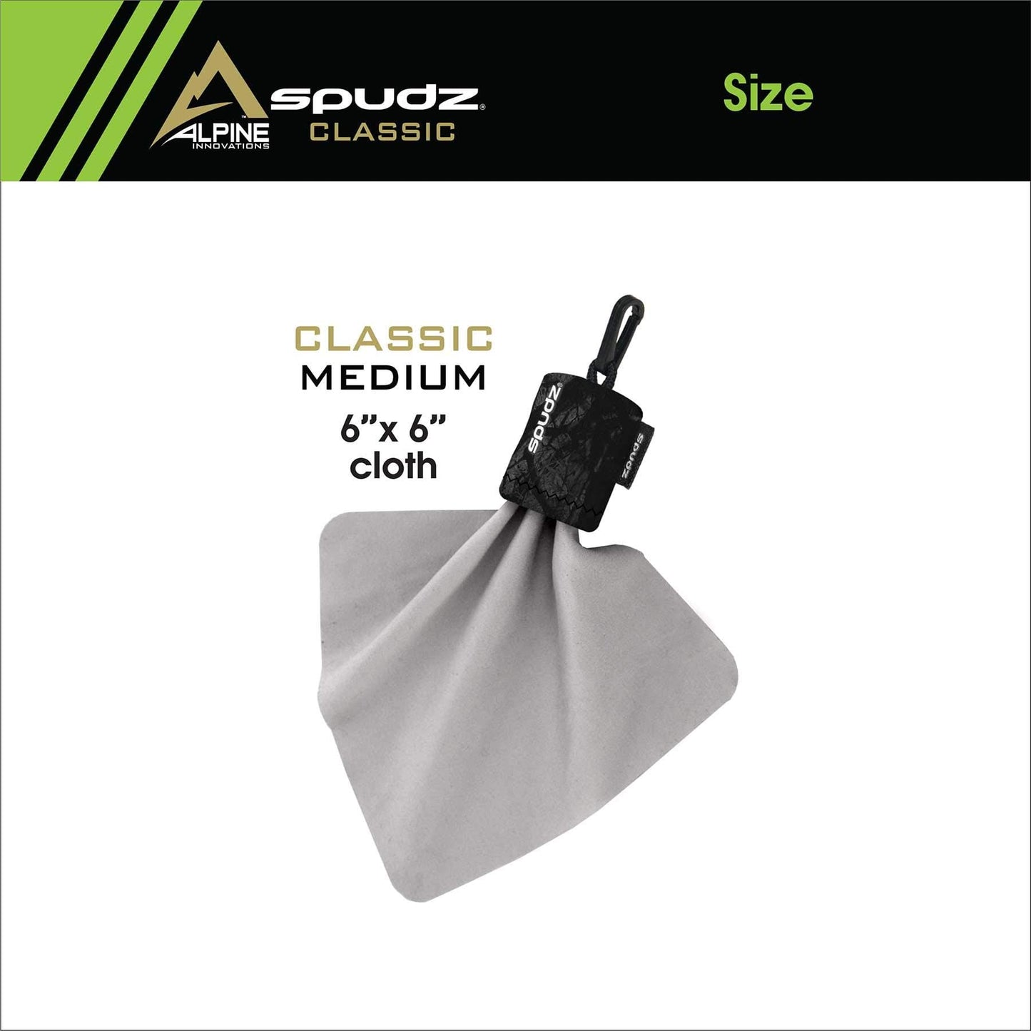 Spudz Classic Microfiber Lens Cleaner – Clip-On Pouch, 6x6 in (3-Pack) | Stealth Shadow