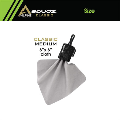 Spudz Classic Microfiber Lens Cleaner – Clip-On Pouch, 6x6 in (3-Pack) | Stealth Shadow