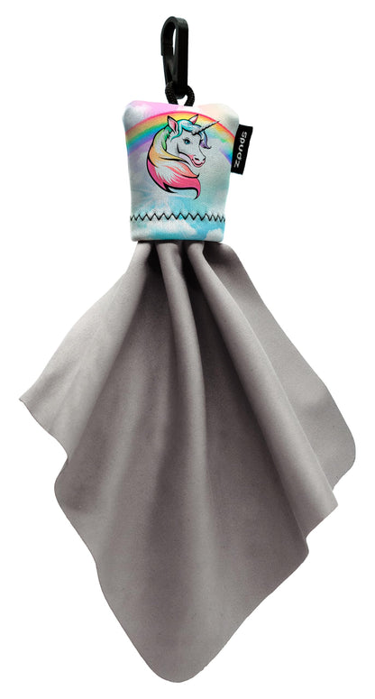 SPUDZ Classic Microfiber Lens Cleaner – Clip-On Pouch, Washable – 6 x 6 in | Pastel Unicorn
