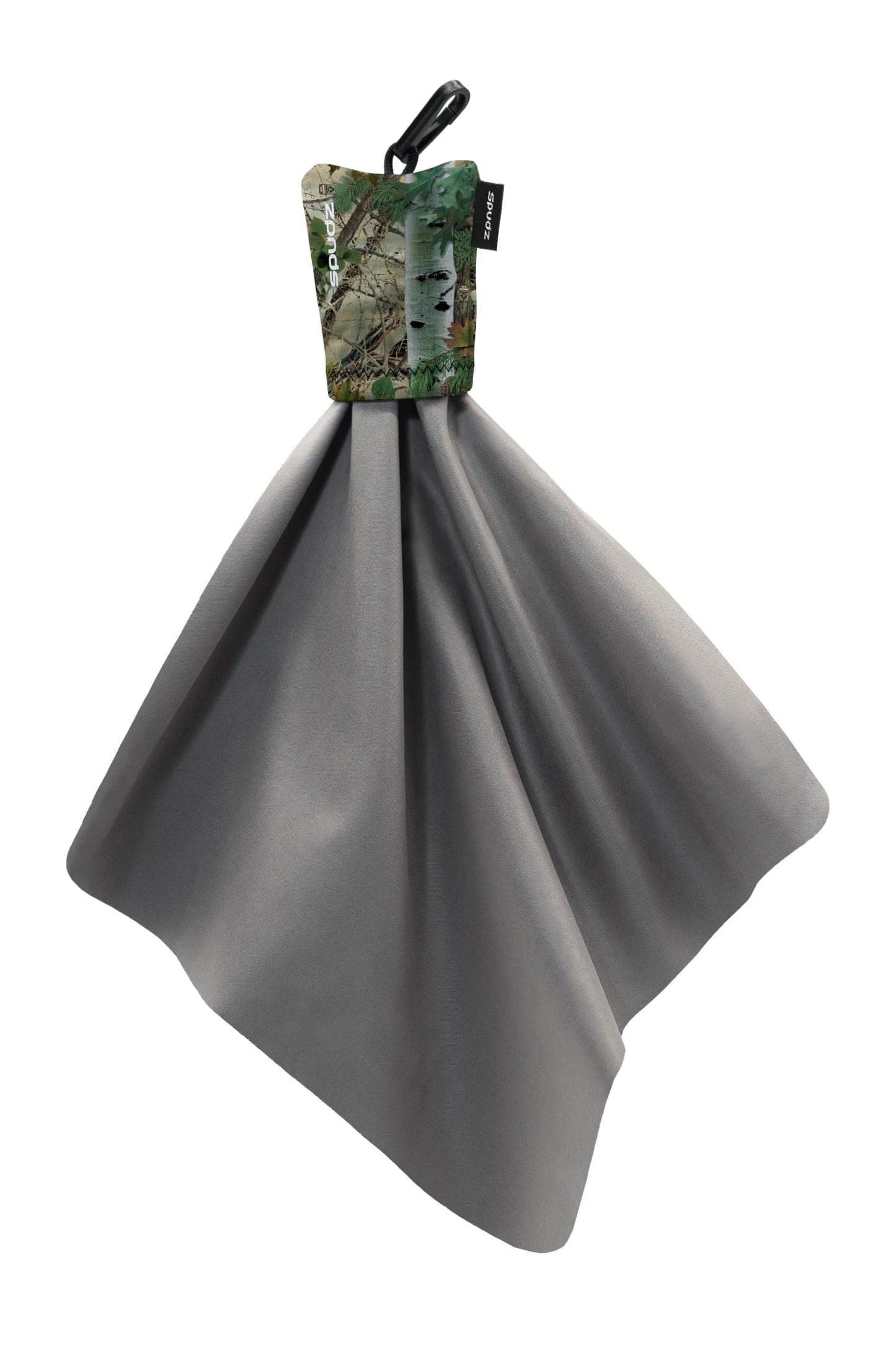 SPUDZ Classic Microfiber Lens Cleaner – Clip-On Pouch, Washable | 10x10 in Alpine Mountain Camo