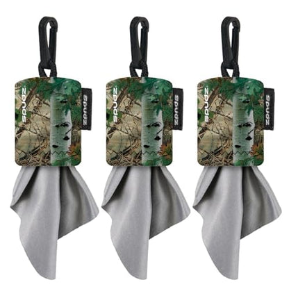 SPUDZ Classic Microfiber Lens Cleaner – Clip-On Pouch, 6x6 in, Alpine Mountain Camo (3-Pack)