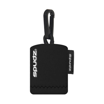 SPUDZ Classic Microfiber Lens Cleaner – Clip-On Pouch, Washable – 6x6in, Black