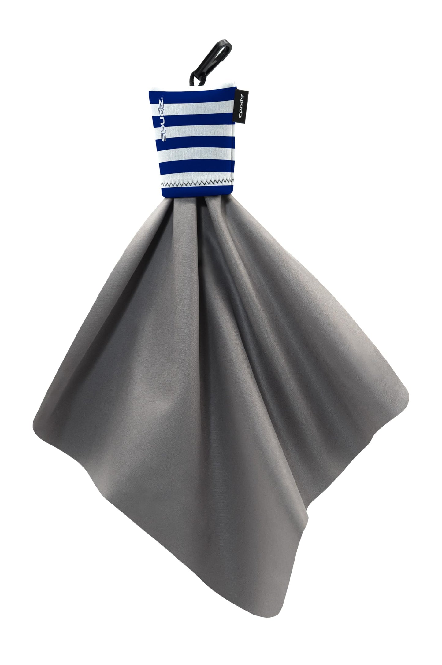 SPUDZ Classic Microfiber Lens Cleaner with Clip-On Pouch – 10 x 10 Inch | Nautical Stripes 2