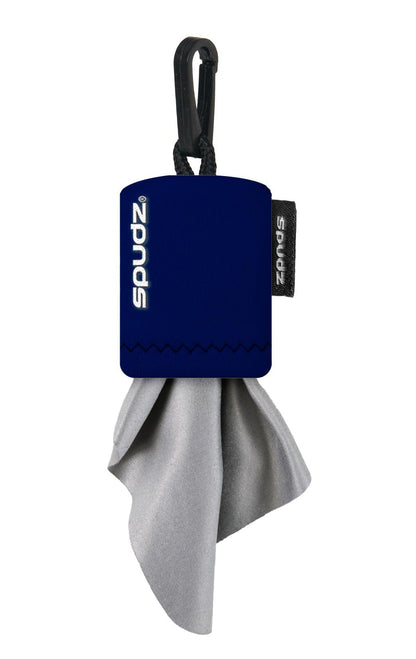 SPUDZ Classic Microfiber Lens Cleaner – Clip-On Pouch, Navy Blue (6x6 in, 2-Pack)
