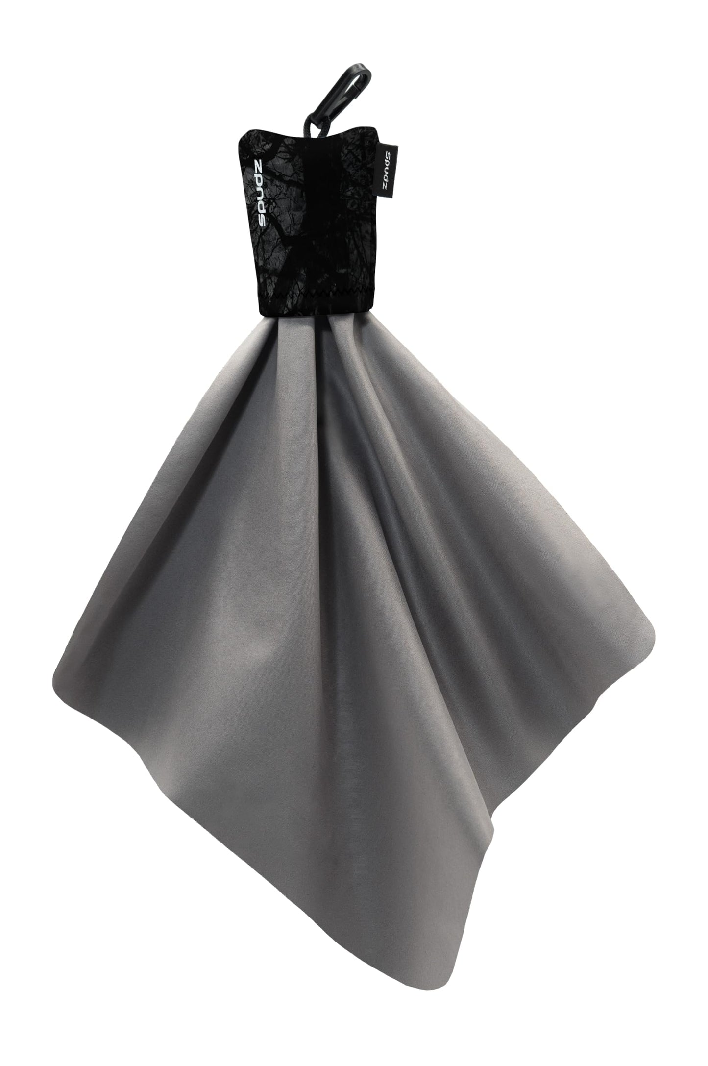 SPUDZ Classic Microfiber Lens Cleaner – Clip-On Pouch, Washable – 10x10, Stealth Shadow