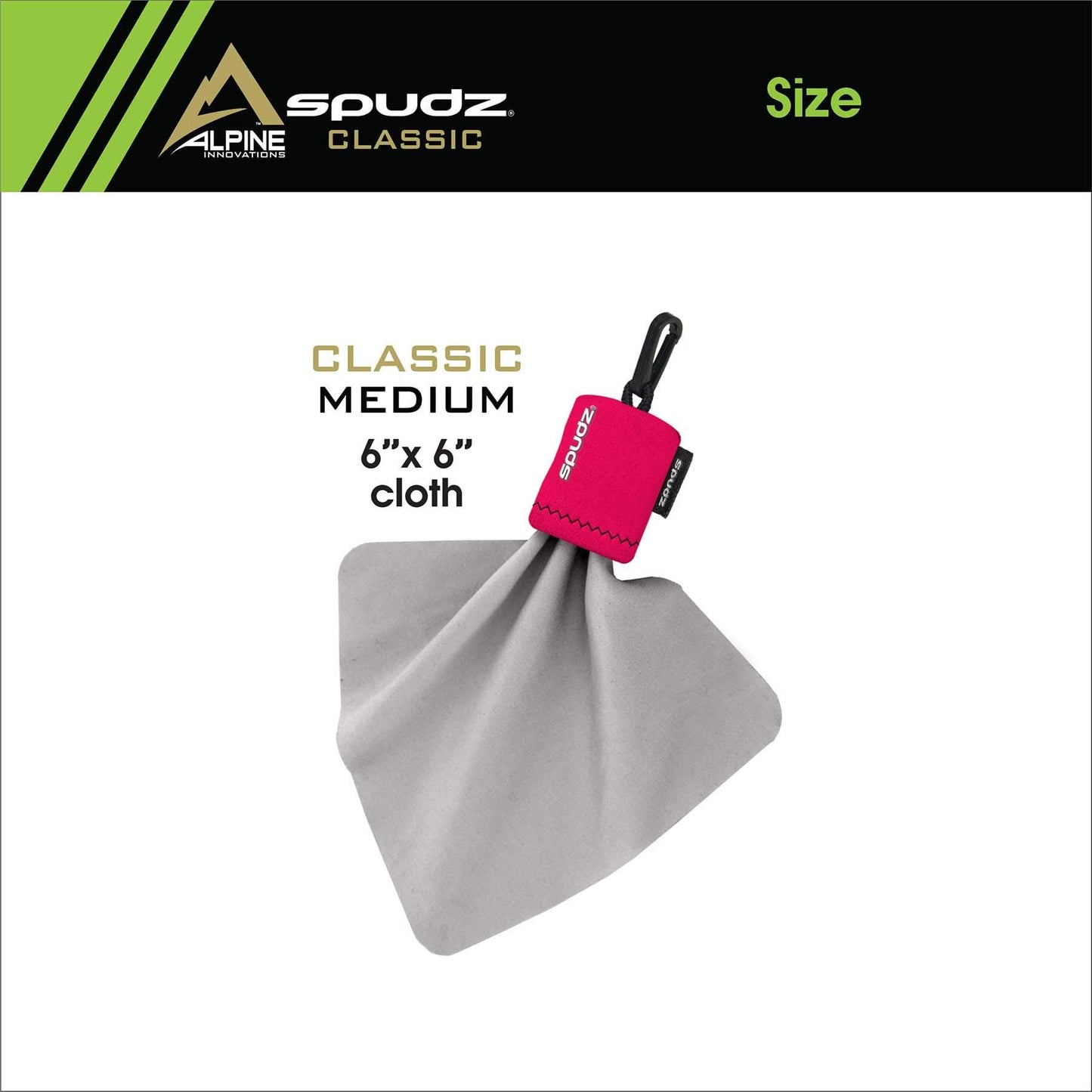 SPUDZ Classic Microfiber Lens Cleaner – Clip-On Pouch, 6x6 in, Pink (3-Pack)