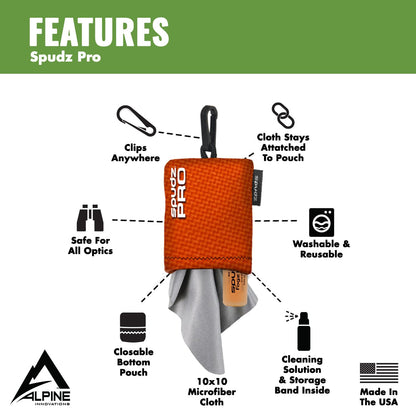 SPUDZ Pro | 10x10 Microfiber Cloth Screen & Lens Cleaner with 4ml Bottle