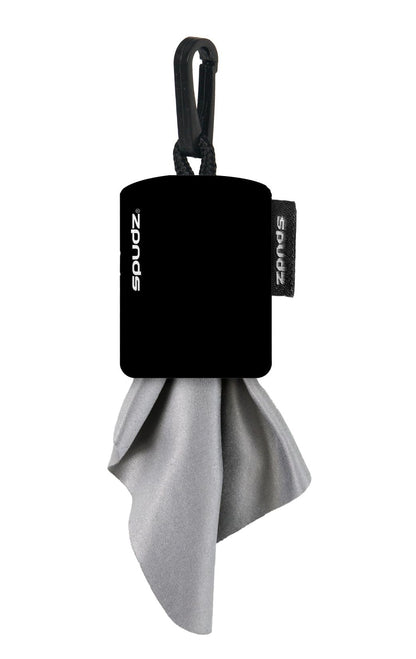 SPUDZ Ultra Microfiber Lens Cleaner – Closable Pouch, Clip-On, 6x6 in (2-Pack) – Optics, Scopes, Glasses