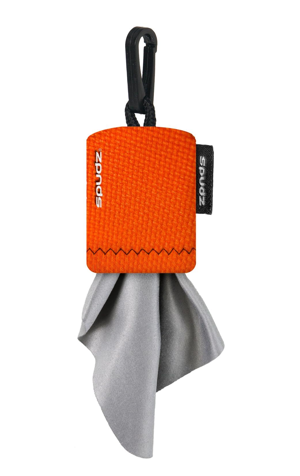 SPUDZ Ultra Microfiber Lens Cleaner – Clip-On Closable Pouch, 10x10 in (2-Pack) Blaze Orange