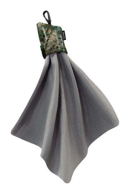 SPUDZ Ultra Microfiber Lens Cleaner – Closable Pouch, Clip-On, Washable | Alpine Mountain Camo 10x10