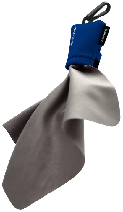 SPUDZ Ultra Microfiber Lens Cleaner – Closable Pouch & Clip-On, Navy Blue, 6x6 Inch