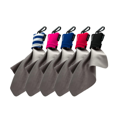 SPUDZ Ultra Variety Pack – Five 6x6 Microfiber Towels with Neoprene Pouches