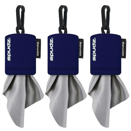 SPUDZ Classic Microfiber Lens Cleaner – Clip-On Pouch, 6x6 in, Navy Blue, 3-Pack