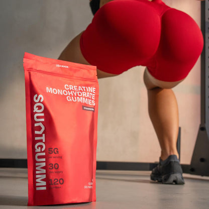 SquatGummi Creatine Monohydrate Gummies – 5g per Serving, Strawberry