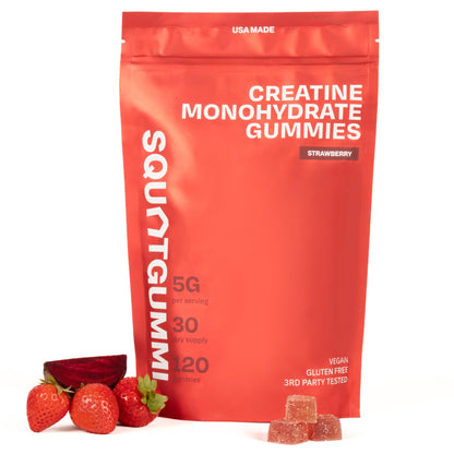 SquatGummi Creatine Monohydrate Gummies – 5g per Serving, Strawberry