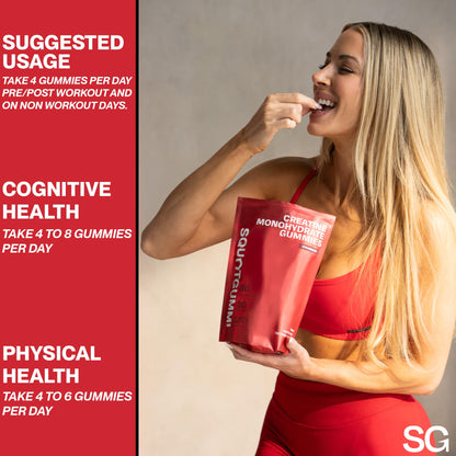 SquatGummi Creatine Monohydrate Gummies – 5g per Serving, Strawberry