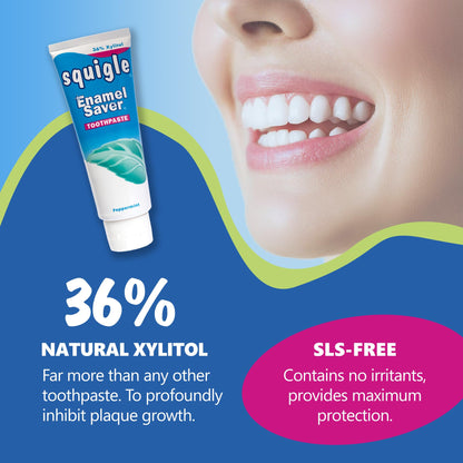 Squigle Enamel Saver Toothpaste – 36% Xylitol, Fluoride, SLS Free | Canker Sores & Bad Breath
