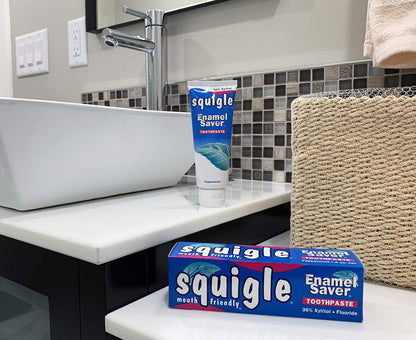 Squigle Enamel Saver Toothpaste (6 Pack) – SLS-Free, 36% Xylitol, Canker Sore Prevention