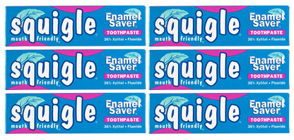 Squigle Enamel Saver Toothpaste (6 Pack) – SLS-Free, 36% Xylitol, Canker Sore Prevention