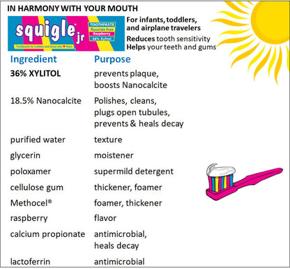 Squigle Jr Toothpaste 2 Pack – For Infants & Toddlers, Travel, No SLS