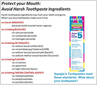 Squigle Jr Toothpaste (Infants & Toddlers) - Travel Size 3.4 oz | No SLS, Fluoride Free, Cavity & Sensitivity Protection