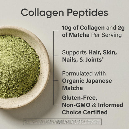 Sports Research Collagen Peptides + Organic Matcha – Gluten Free, Non-GMO