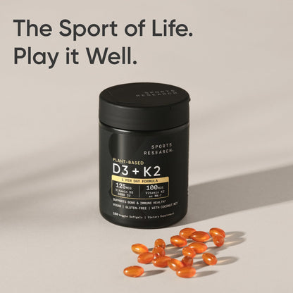 Sports Research Vitamin D3 + K2 5000 IU Plant-Based, Vegan, Non-GMO – MK-7, 160 Softgels