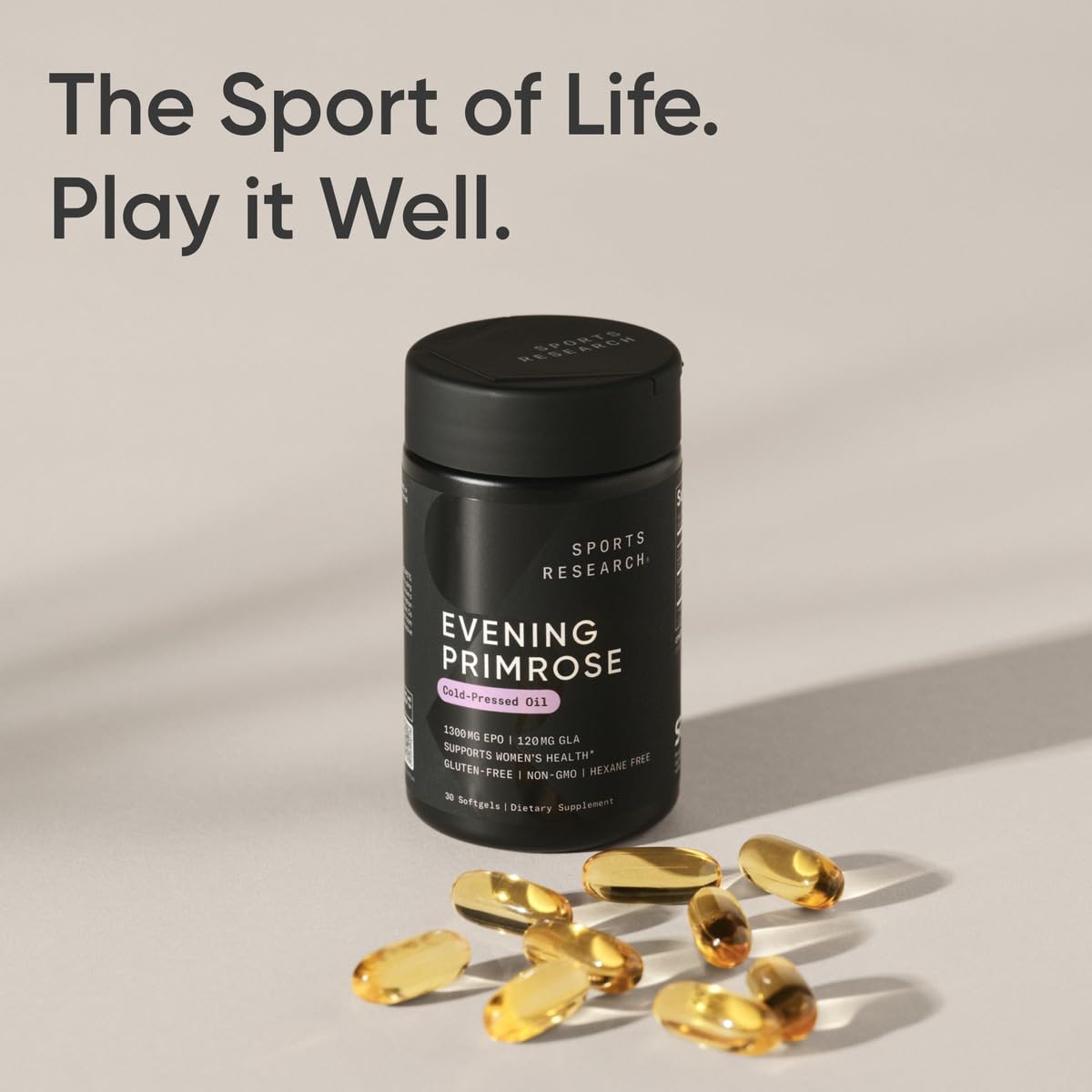 Sports Research Evening Primrose Oil Softgels - High Potency 1300mg (30 Count) | Women’s Health & Skin Health