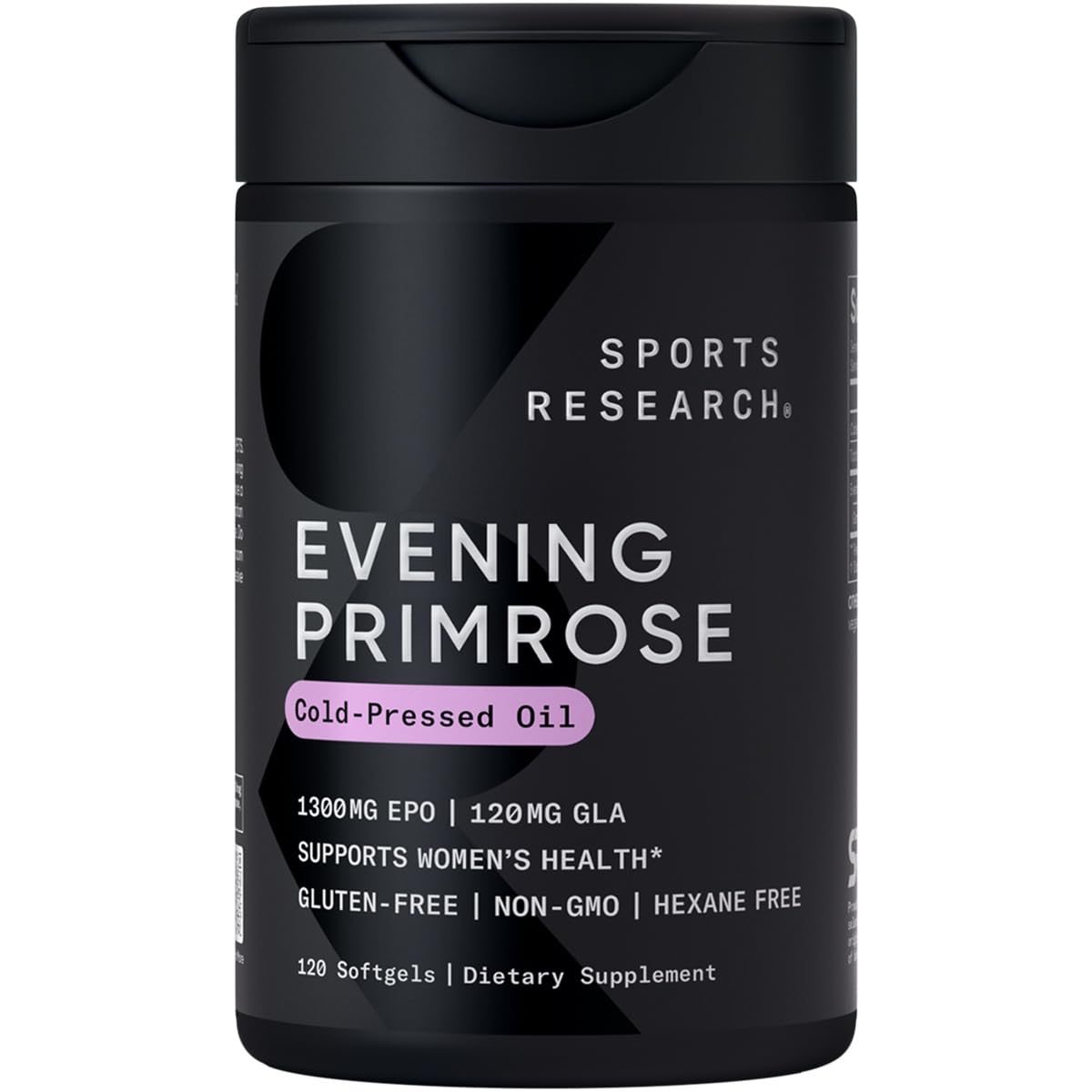 Sports Research Evening Primrose Oil Softgels – Cold-Pressed 1300mg, Gluten Free & Non-GMO