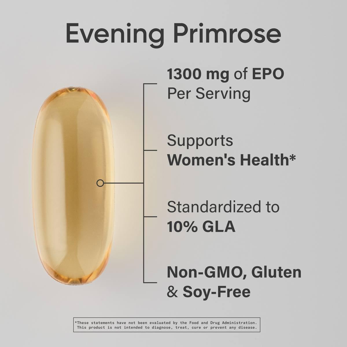Sports Research Evening Primrose Oil Softgels – Cold-Pressed 1300mg, Gluten Free & Non-GMO