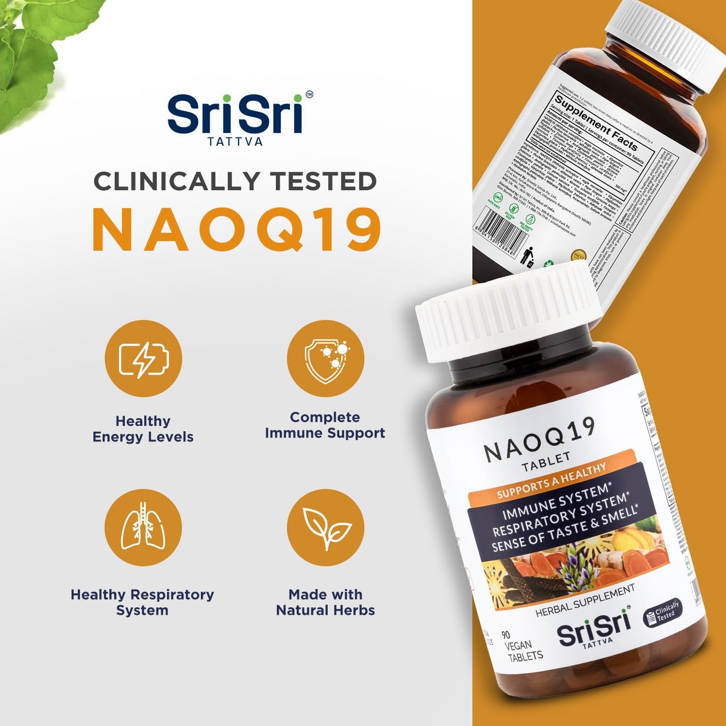 NAOQ19 Immunity Support – 19-Herb Ayurvedic Formula | Sri Sri Tattva | 90 Capsules