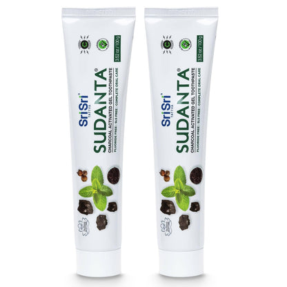 Sri Sri Tattva Sudanta Charcoal Toothpaste Gel – SLS & Fluoride Free, Herbal Neem