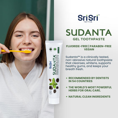 Sri Sri Tattva Sudanta Charcoal Toothpaste Gel – SLS & Fluoride Free, Herbal Neem