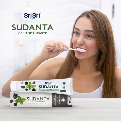 Sri Sri Tattva Sudanta Charcoal Toothpaste Gel – SLS & Fluoride Free, Herbal Neem