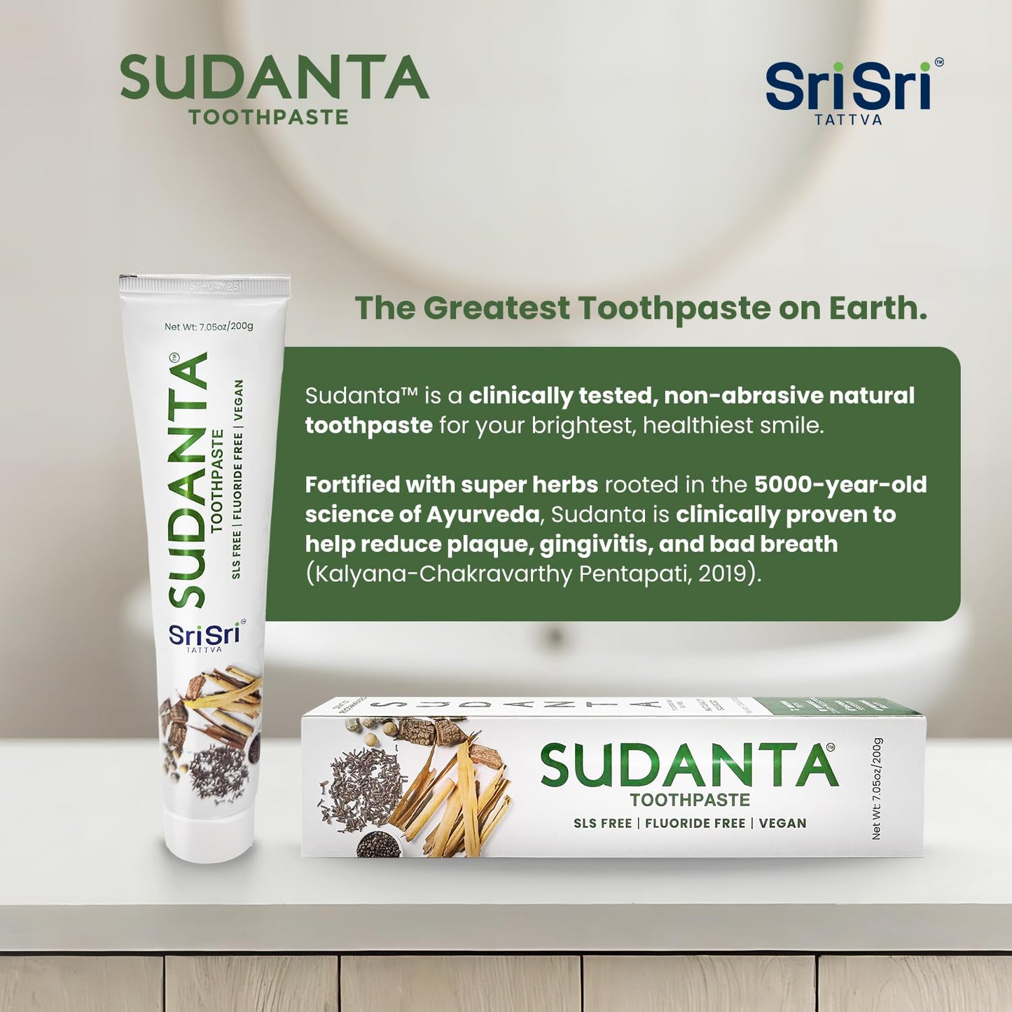 Sri Sri Tattva Sudanta Herbal Toothpaste – SLS Free & Fluoride Free, 200g
