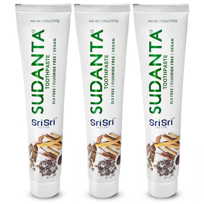 Sri Sri Tattva Sudanta Herbal Toothpaste – SLS Free & Fluoride Free Ayurvedic Toothpaste 200 g (3 Pack)