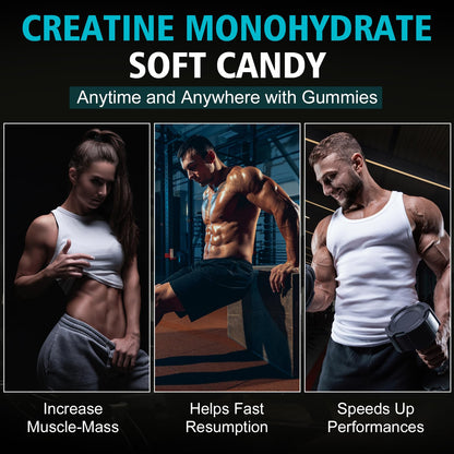 SSGP Creatine Monohydrate Gummies – Blueberry, 120ct with L-Taurine & B12 (Vegan, Sugar-Free)