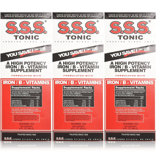 SSS Company S.S.S. Tonic Liquid Large 20 oz – Pack of 3 – Iron-Rich BritishVita | Premium UK Vitamins & Wellness Supplements