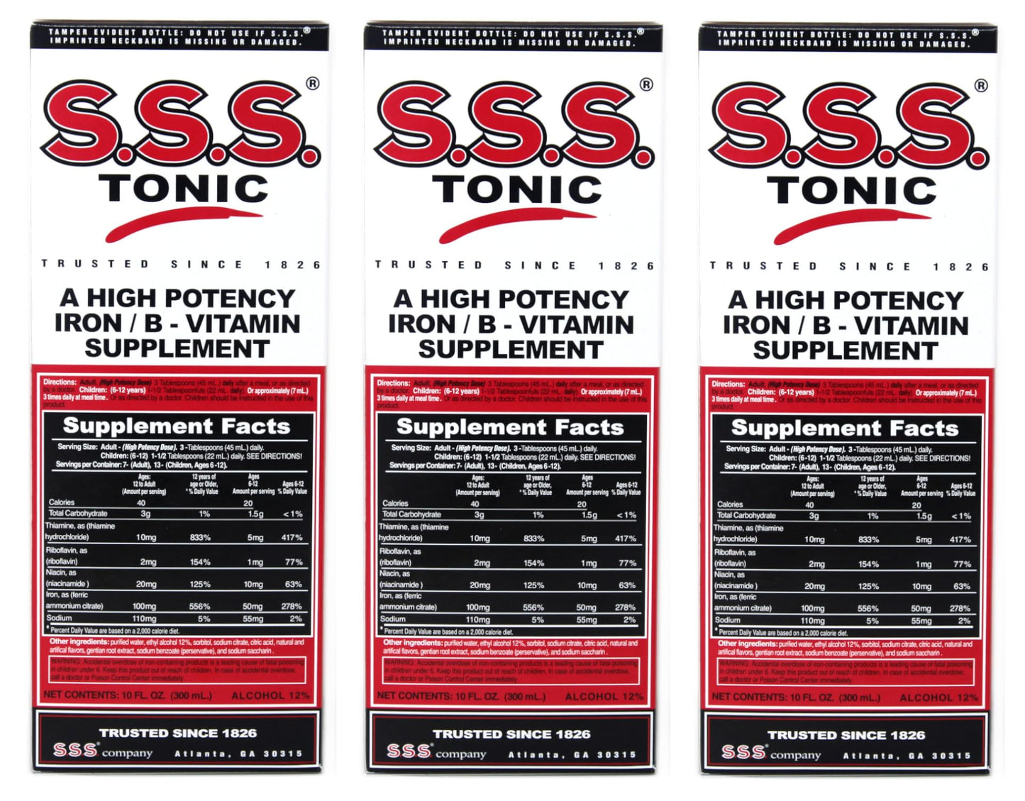 SSS Tonic 10oz – Pack of 3 Iron & Vitamin B Supplement (PT#1225811110)