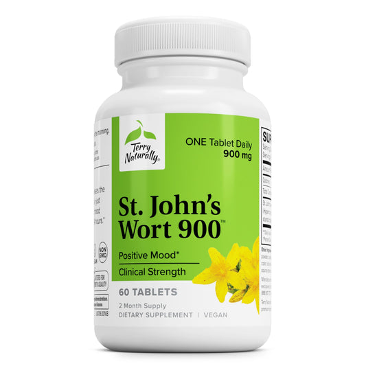 Terry Naturally St John's Wort 900-60 Tablets – Full Clinical Dose (Non-GMO, Vegan, Gluten Free) BritishVita | Premium UK Vitamins & Wellness Supplements