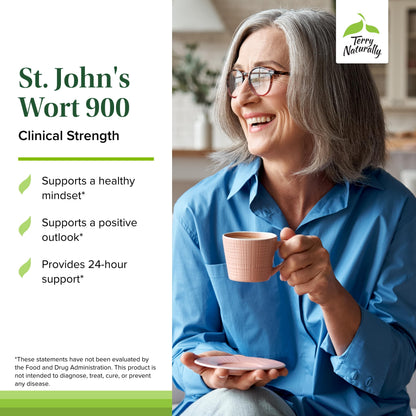 Terry Naturally St John's Wort 900-60 Tablets – Full Clinical Dose (Non-GMO, Vegan, Gluten Free)