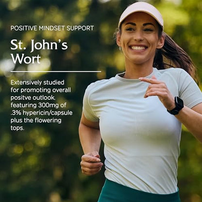Vitanica St. John's Wort Capsules - Non-GMO Potent 0.3% (900mcg) Hypericin, Saint Johns Wort for Mood, Emotional & PMS Support, Vegan Supplement, 90 Count (St. John's Wort Pro Logo)