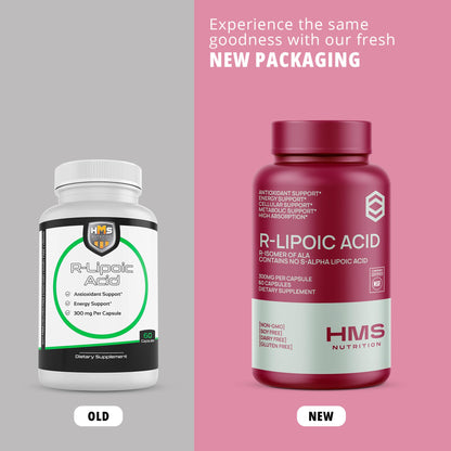 Stabilized R-Lipoic Acid 300mg (R-ALA) – Nerve, Energy & Metabolism Support | NSF Certified, Non-GMO & Vegan, 60 Capsules